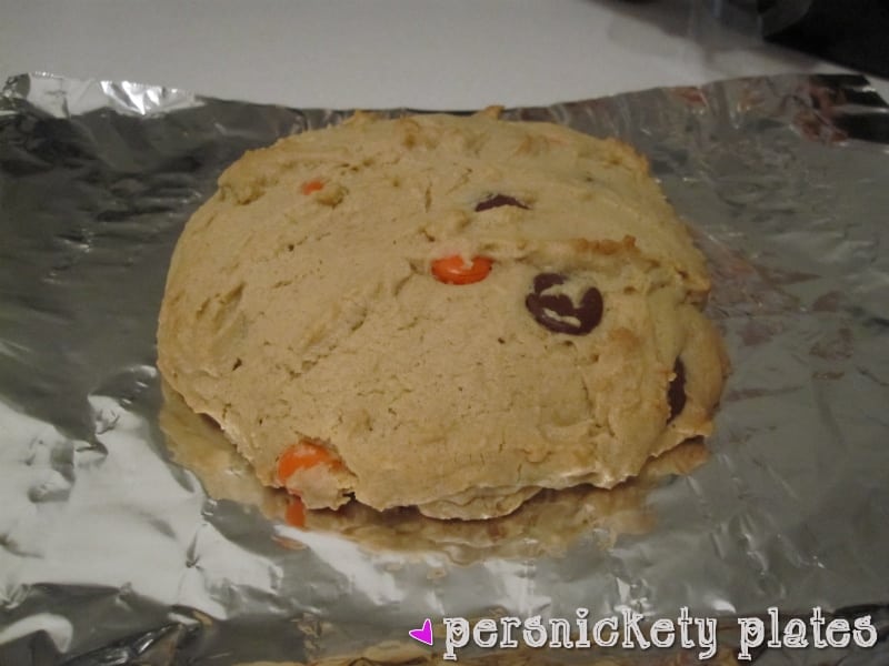 Giant Peanut Butter Reeses Pieces Cookie for one...or two, if you feel like sharing! | Persnickety Plates