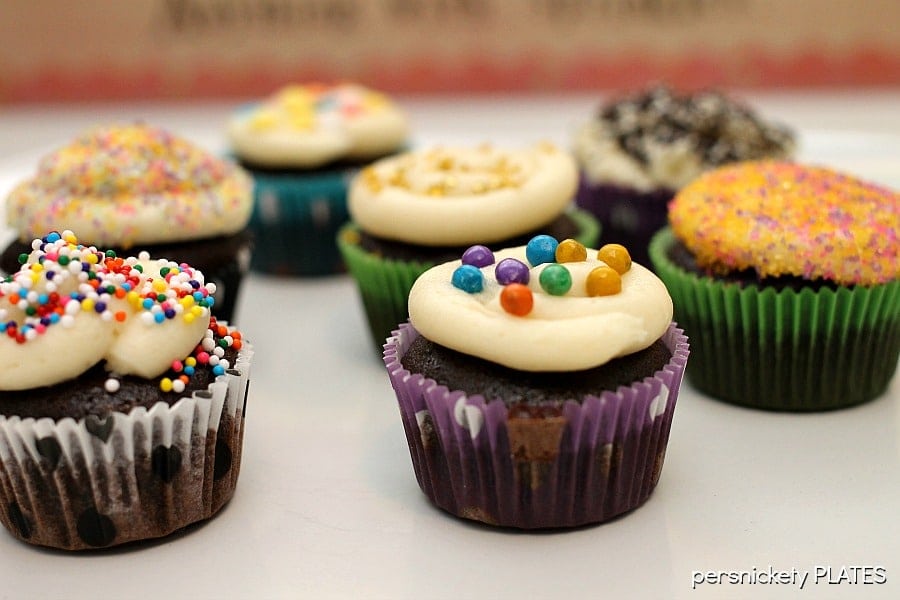 Chocolate Cupcakes Filled with Vanilla Buttercream are delicious, moist chocolate cupcakes topped stuffed and topped with a fluffy vanilla buttercream frosting. | Persnickety Plates