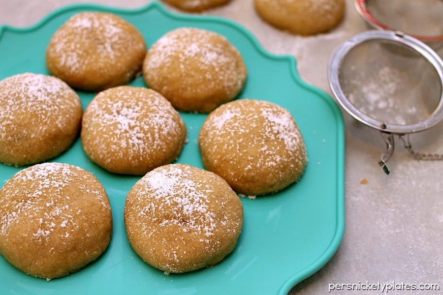 Brown Sugar Surprise Cookies - a simple, buttery, brown sugar cookie filled with a chocolate surprise! | www.persnicketyplates.com Brown Sugar Surprise Cookies - a simple, buttery, brown sugar cookie filled with a chocolate surprise! | www.persnicketyplates.com