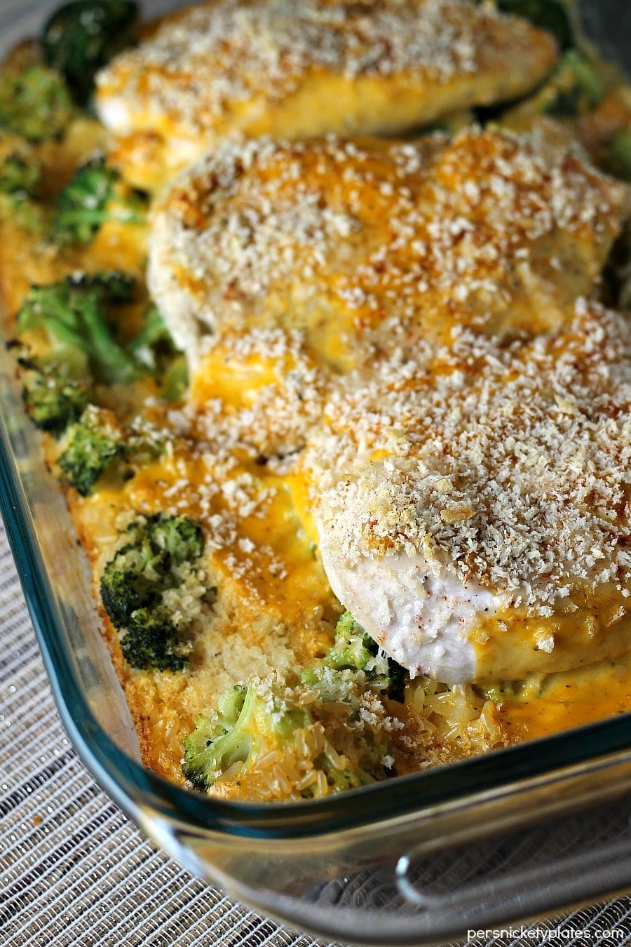 Six ingredients, one casserole dish - Cheesy Chicken Broccoli and Rice Casserole is perfect for busy weeknights! | Persnickety Plates AD