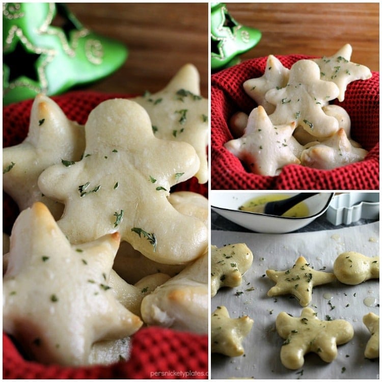 Holiday Garlic Herb Rolls are a fun and festive way to put a twist on the traditional roll for your holiday dinners and a perfect way to let your little helpers get involved in the kitchen! | www.persnicketyplates.com