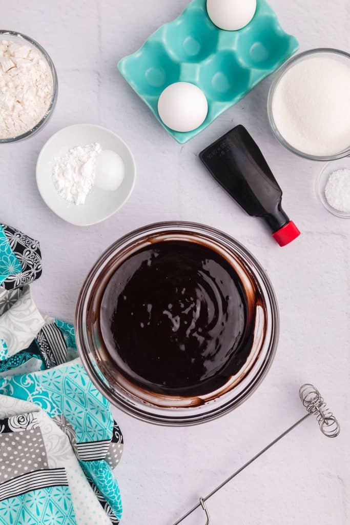 melted chocolate in a mixing bowl.