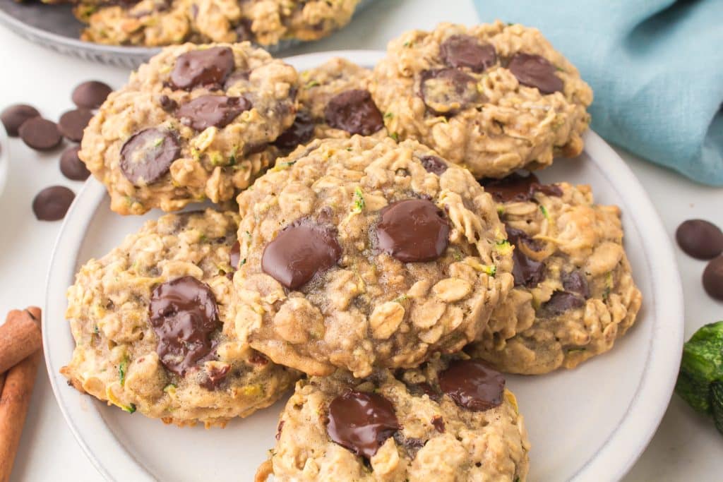 plate of zucchini chocolate chip cookies.