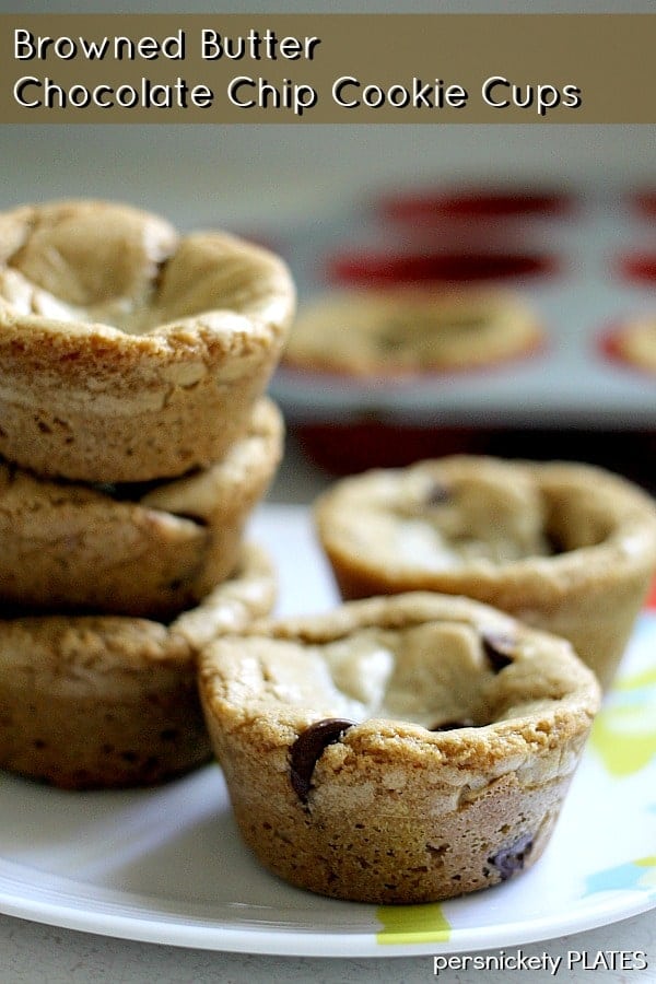 Browned Butter Chocolate Chip Cookie Cups | Persnickety Plates