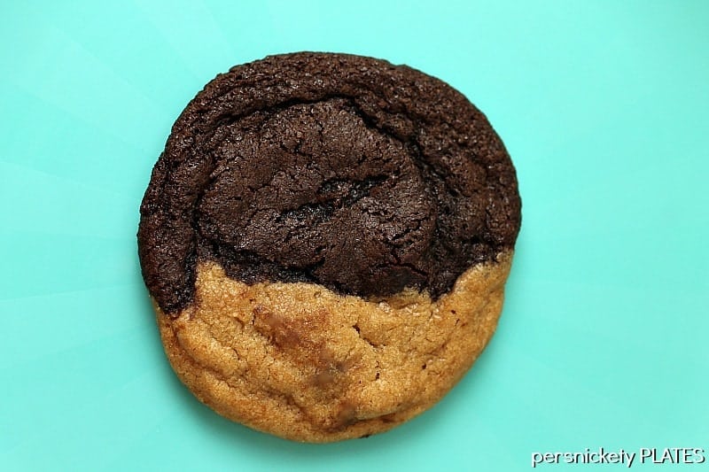 Peanut Butter Chocolate Swirl Cookies. Half peanut butter, half chocolate, all delicious. {Persnickety Plates}