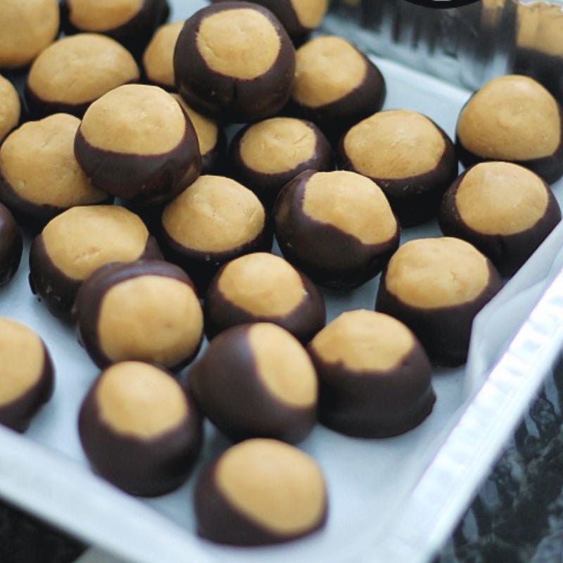 tray of peanut butter balls
