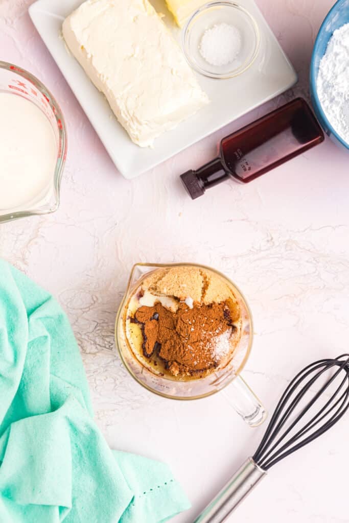 overhead shot of cinnamon sugar mixture in a bowl.