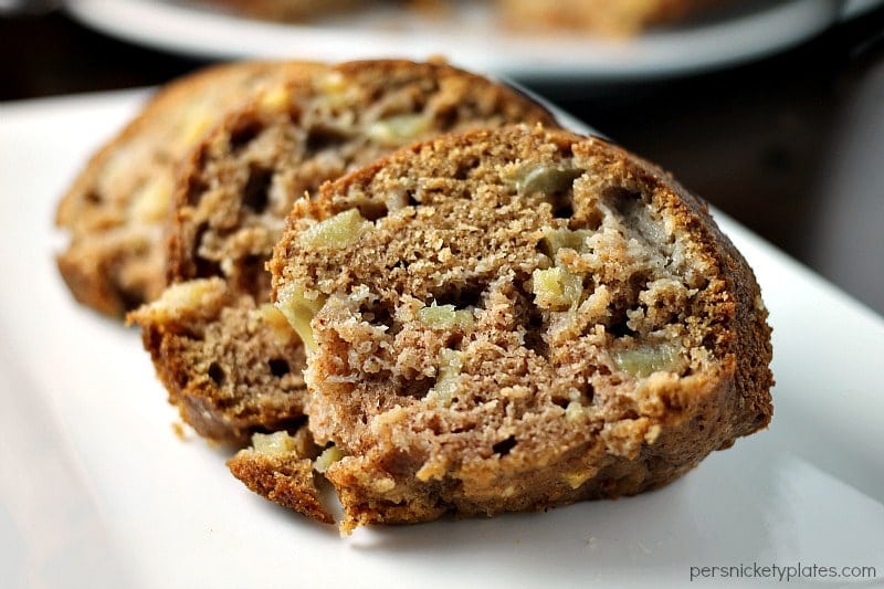 slices of apple bundt cake on white plate