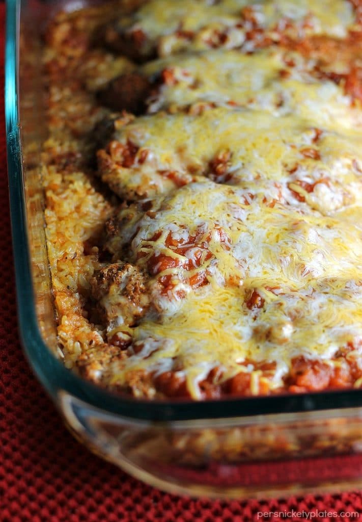 Baked Salsa Chicken Casserole is the perfect one pan dinner recipe for busy week nights or any night that you want a quick and easy dinner that's full of flavor! Baked Salsa Chicken Casserole