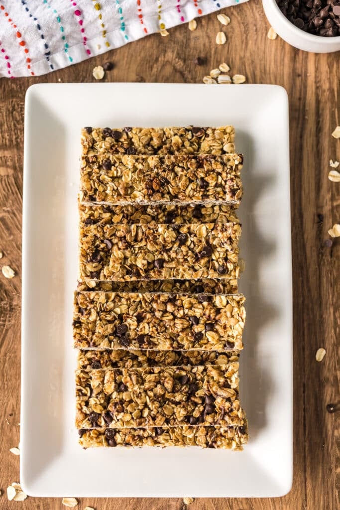 stack of homemade granola bars.
