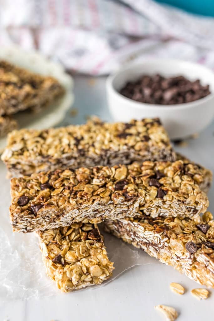 stack of homemade granola bars.