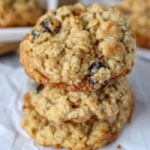 stack of oatmeal raisin cookies