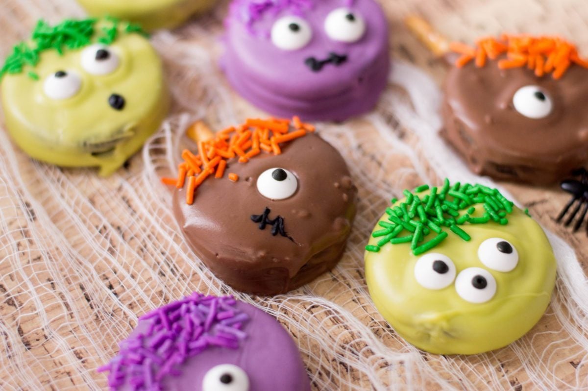 colorful halloween monster cookies with sprinkles