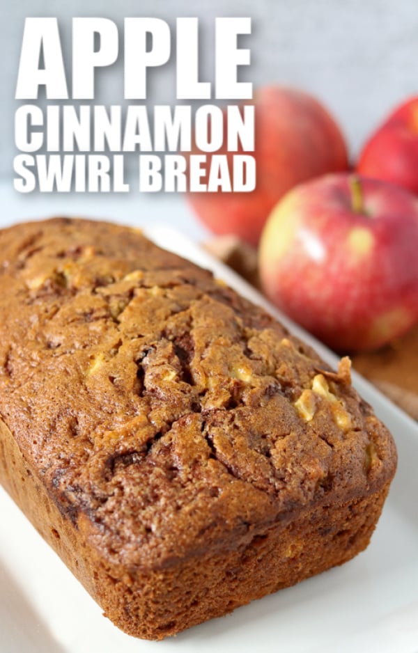 loaf of apple bread on white plate