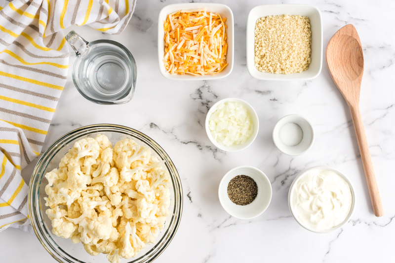 cauliflower and cheese in bowls to make casserole