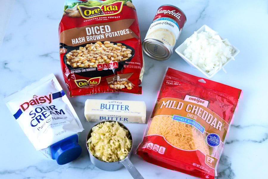 ingredients laid out to make a casserole