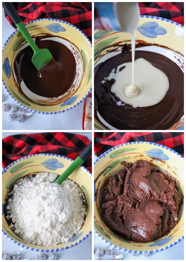 cookie batter in mixing bowl collage