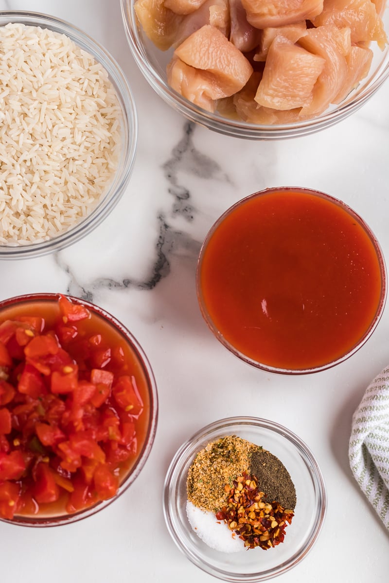 ingredients in place to make a skillet meal