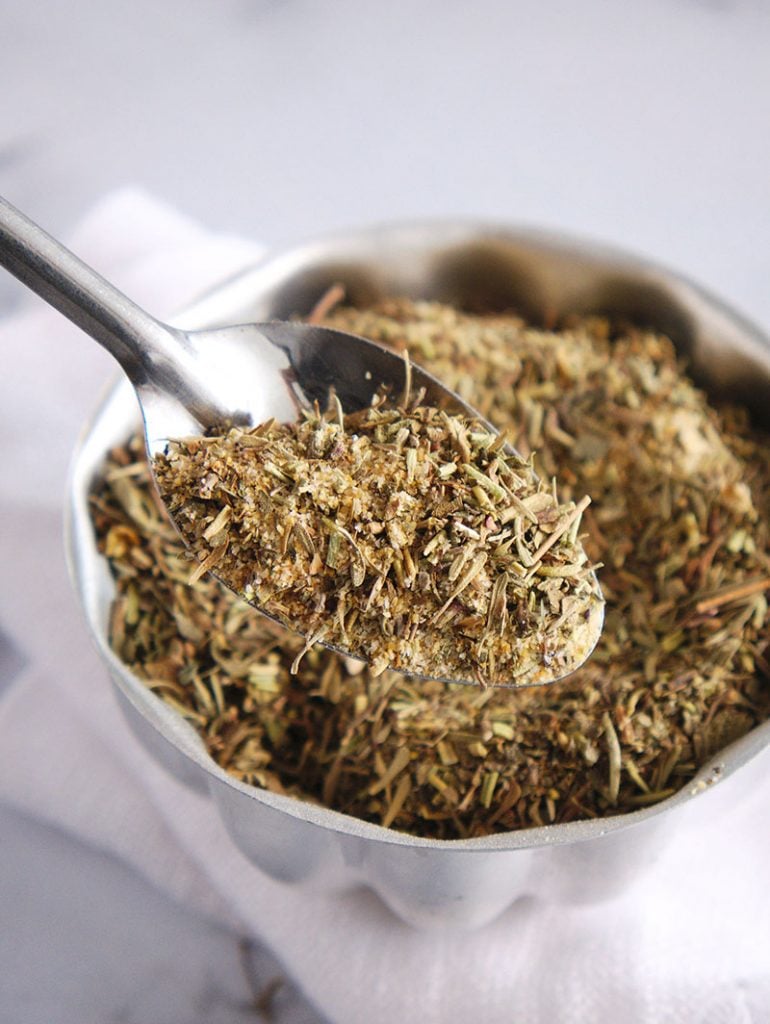 italian seasoning on a spoon