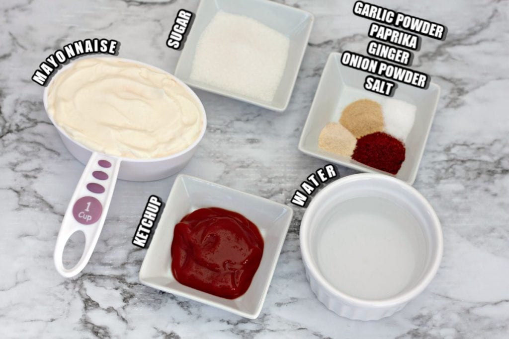 ingredients laid out to make pink sauce