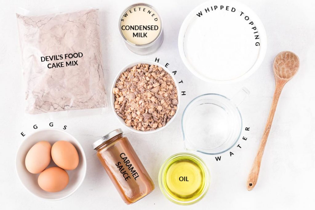 overhead shot of better than sex cake ingredients