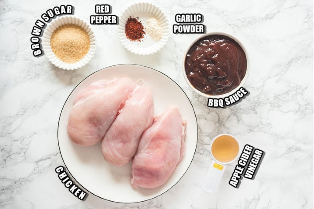 ingredients laid out to make bbq chicken