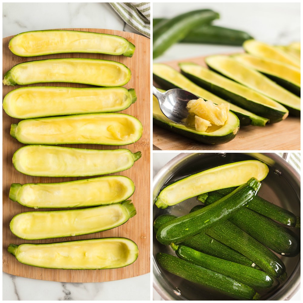 zucchini sliced & prepped to make taco boats