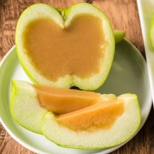 caramel apple jello shot made in a granny smith apple
