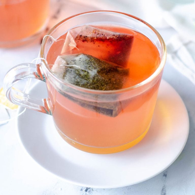 cup of medicine ball tea in a glass mug