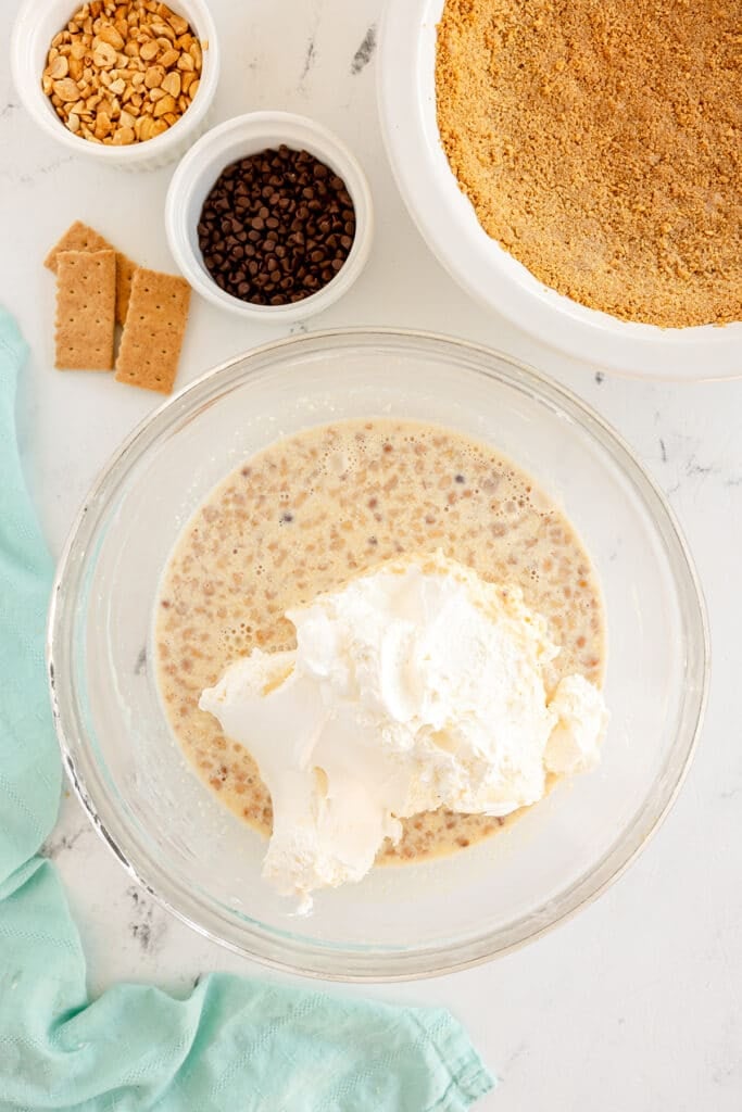 whipped topping in a mixing bowl.