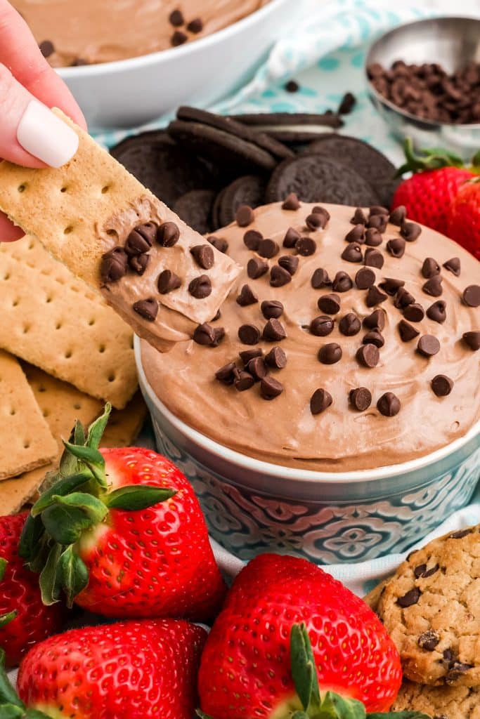 graham cracker dipped in brownie dip.