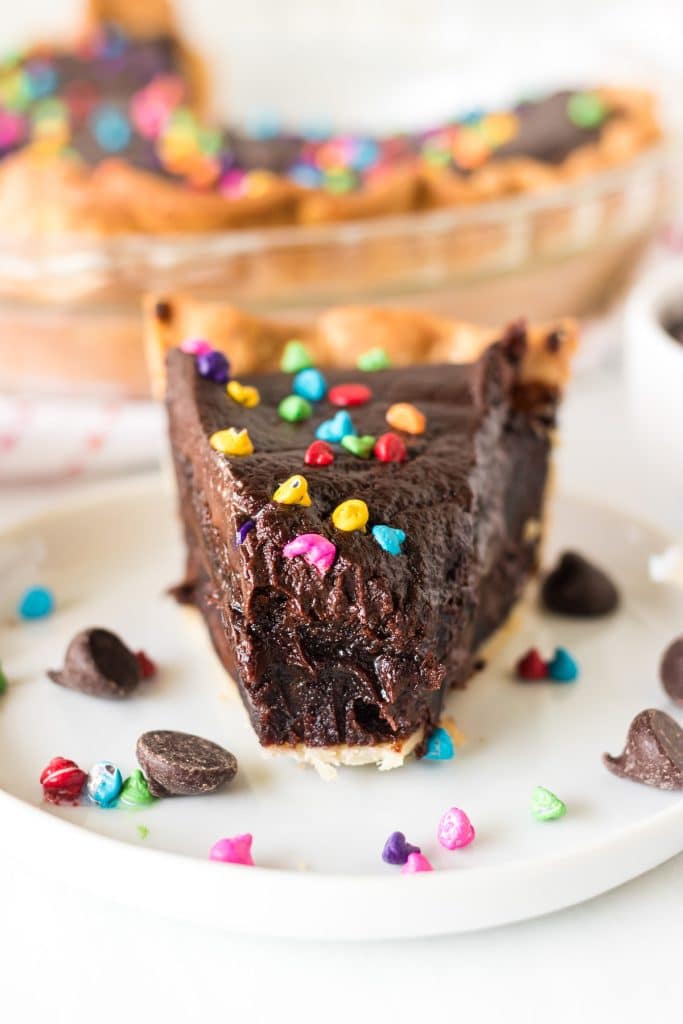 slice of brownie pie with a bite taken out.