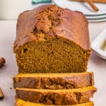 sliced loaf of pumpkin bread.