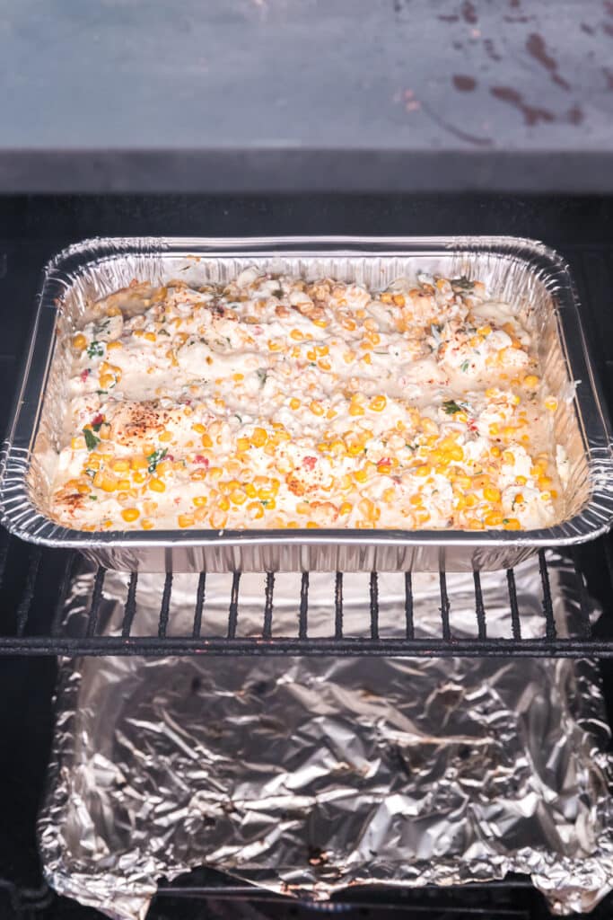 corn dip in a smoker.