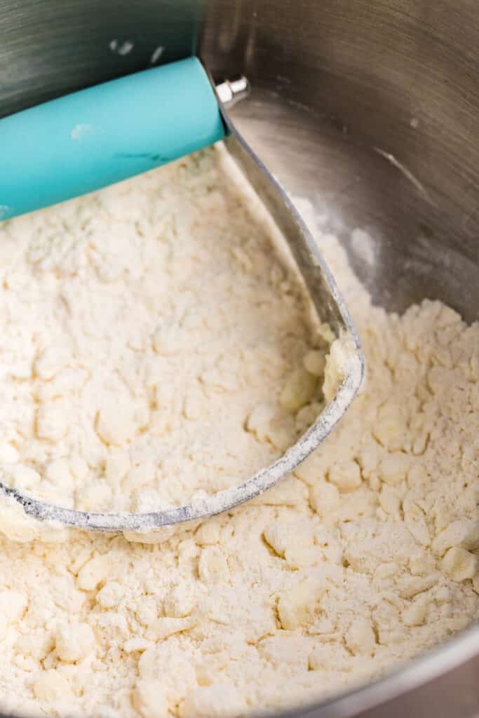 flour and butter with a pastry cutter.